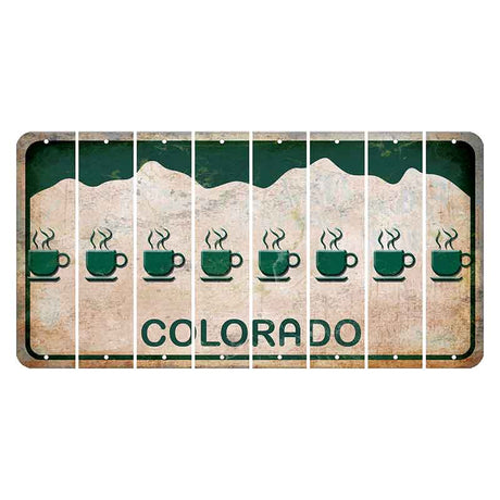 Colorado White|Green Mountains Cut License Plate Strips (Set of 8)