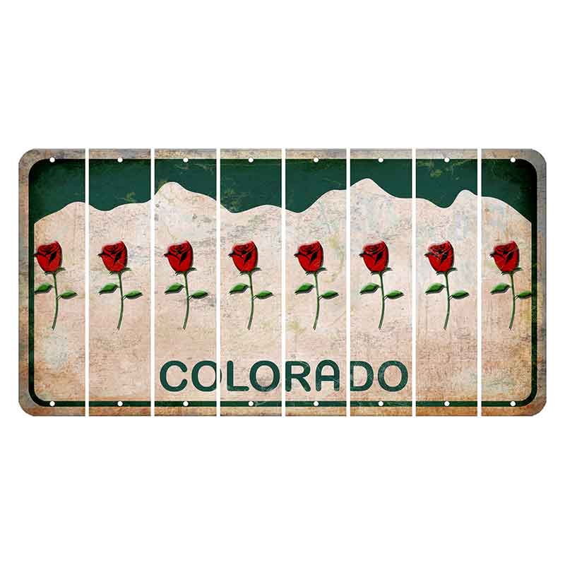 Colorado White|Green Mountains Cut License Plate Strips (Set of 8)