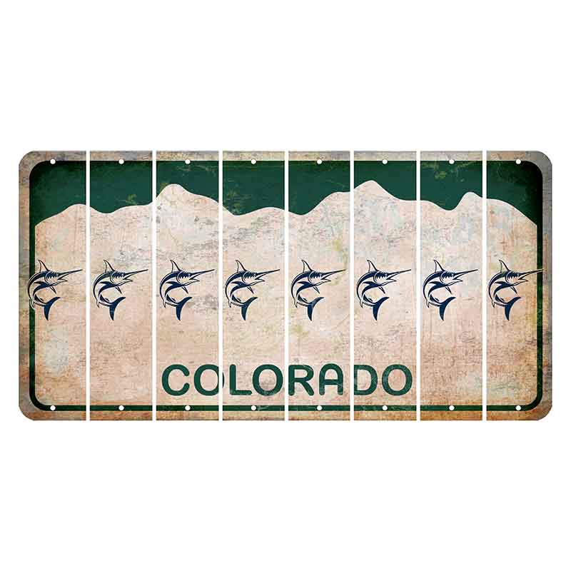 Colorado White|Green Mountains Cut License Plate Strips (Set of 8) Sugar Skull