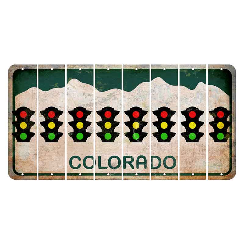 Colorado White|Green Mountains Cut License Plate Strips (Set of 8)