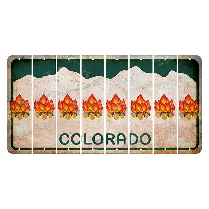 Colorado White|Green Mountains Cut License Plate Strips (Set of 8) Campfire