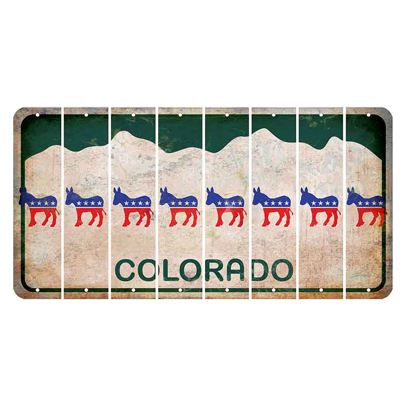 Colorado White|Green Mountains Cut License Plate Strips (Set of 8) Democrat