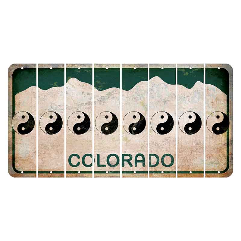 Colorado White|Green Mountains Cut License Plate Strips (Set of 8)