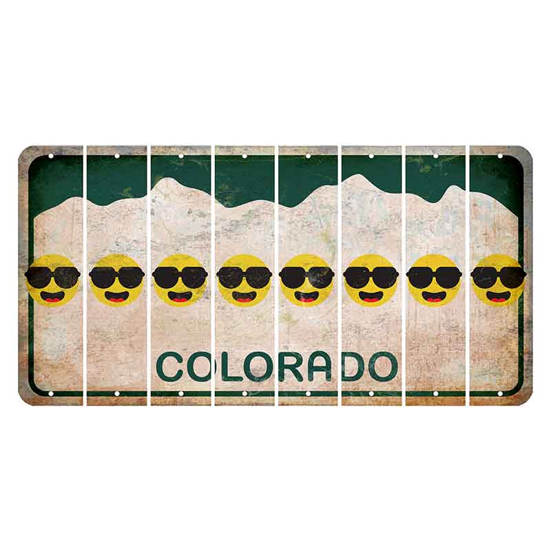 Colorado White|Green Mountains Cut License Plate Strips (Set of 8) Emoji - Shades