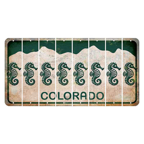 Colorado White|Green Mountains Cut License Plate Strips (Set of 8)