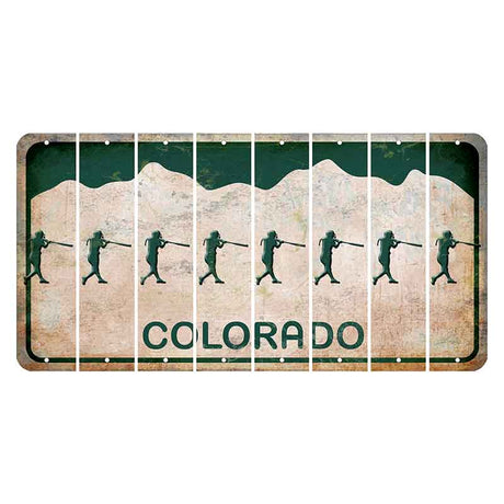 Colorado White|Green Mountains Cut License Plate Strips (Set of 8)