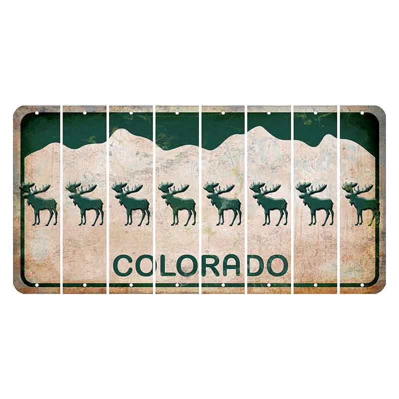 Colorado White|Green Mountains Cut License Plate Strips (Set of 8) Monkey