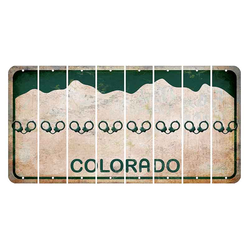 Colorado White|Green Mountains Cut License Plate Strips (Set of 8) Handcuffs