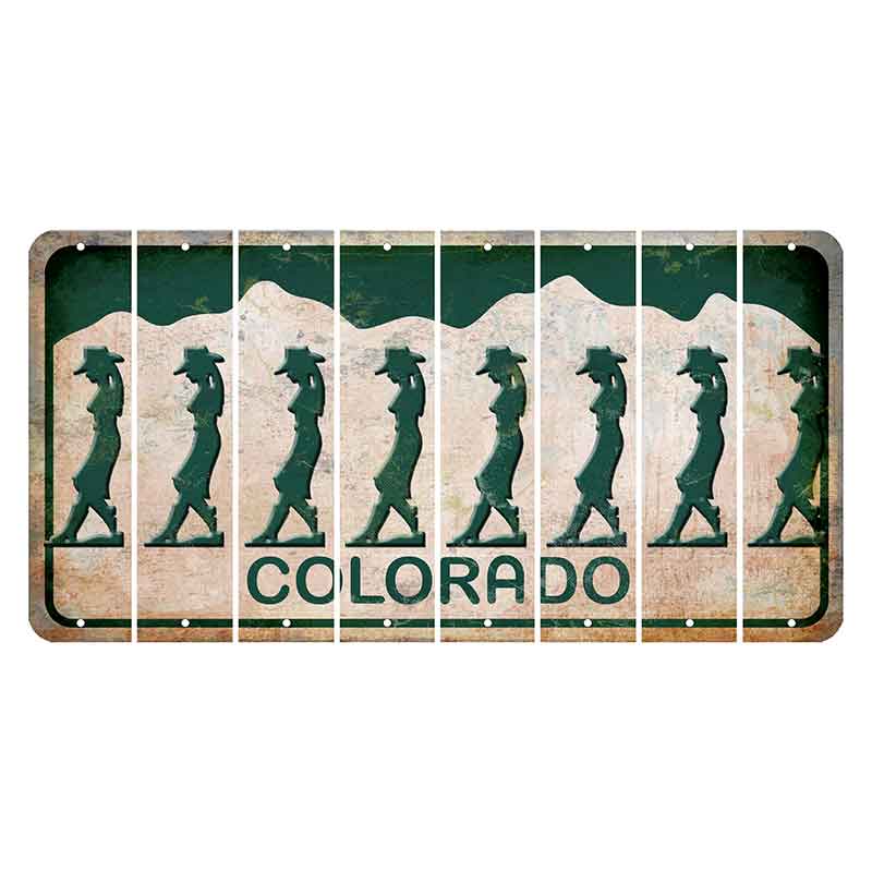 Colorado White|Green Mountains Cut License Plate Strips (Set of 8)