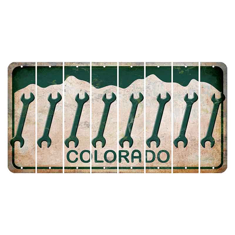 Colorado White|Green Mountains Cut License Plate Strips (Set of 8)