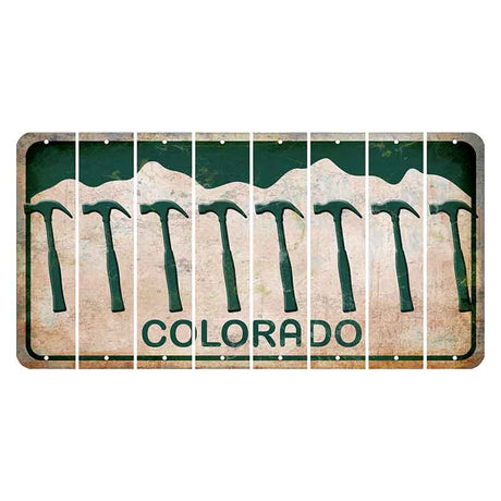 Colorado White|Green Mountains Cut License Plate Strips (Set of 8)