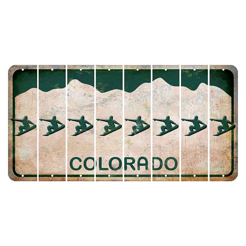 Colorado White|Green Mountains Cut License Plate Strips (Set of 8) Smiley Face