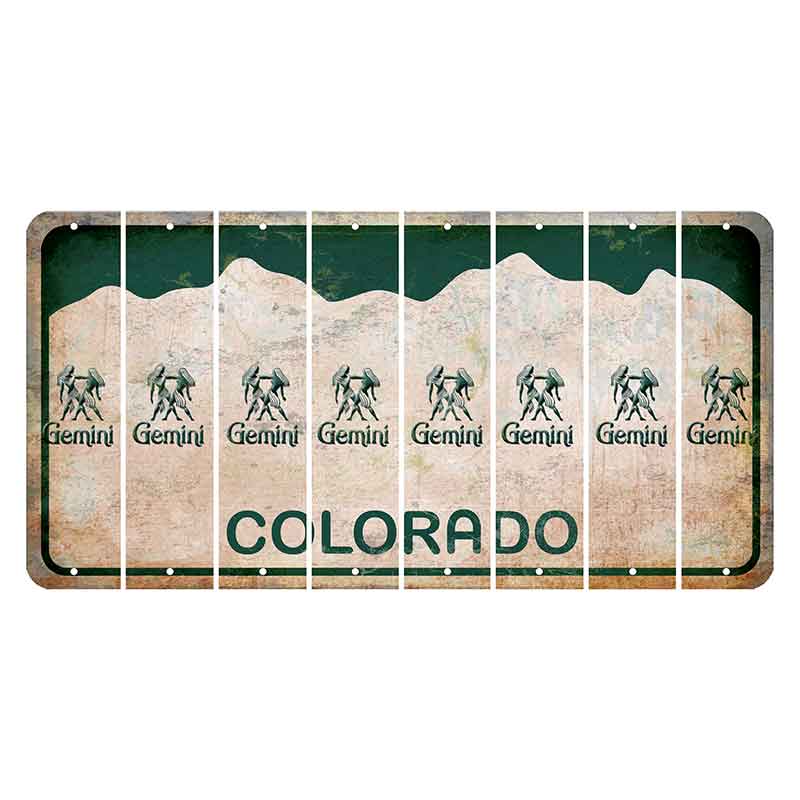 Colorado White|Green Mountains Cut License Plate Strips (Set of 8) Zodiac Sign - Capricorn