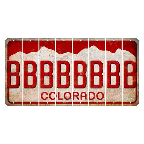 Colorado White|Red Mountains Cut License Plate Strips (Set of 8)