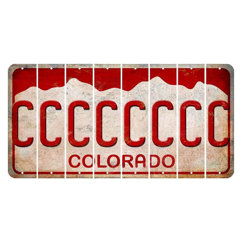 Colorado White|Red Mountains Cut License Plate Strips (Set of 8)