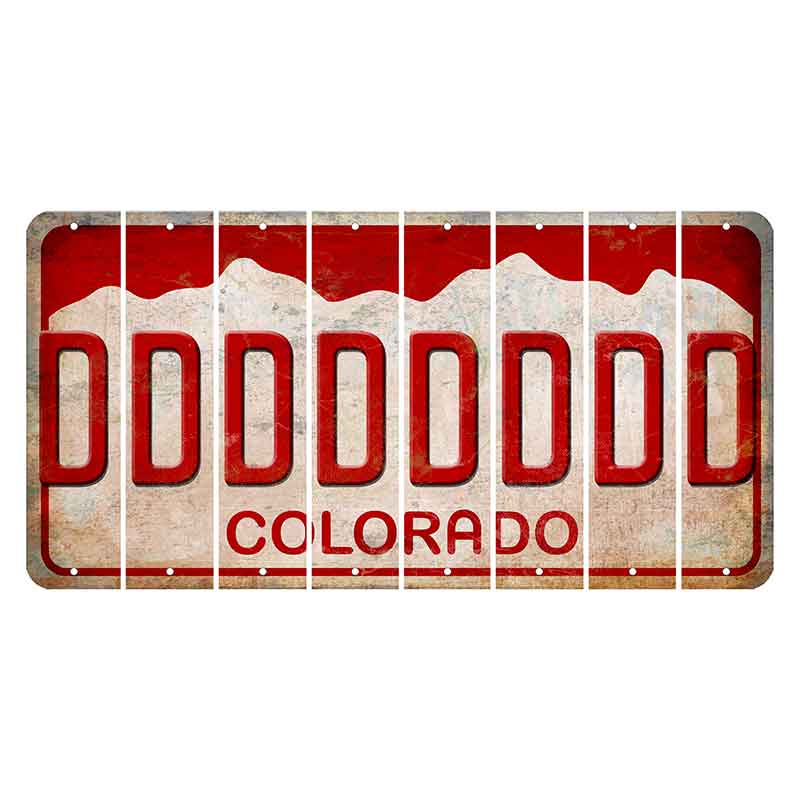 Colorado White|Red Mountains Cut License Plate Strips (Set of 8)