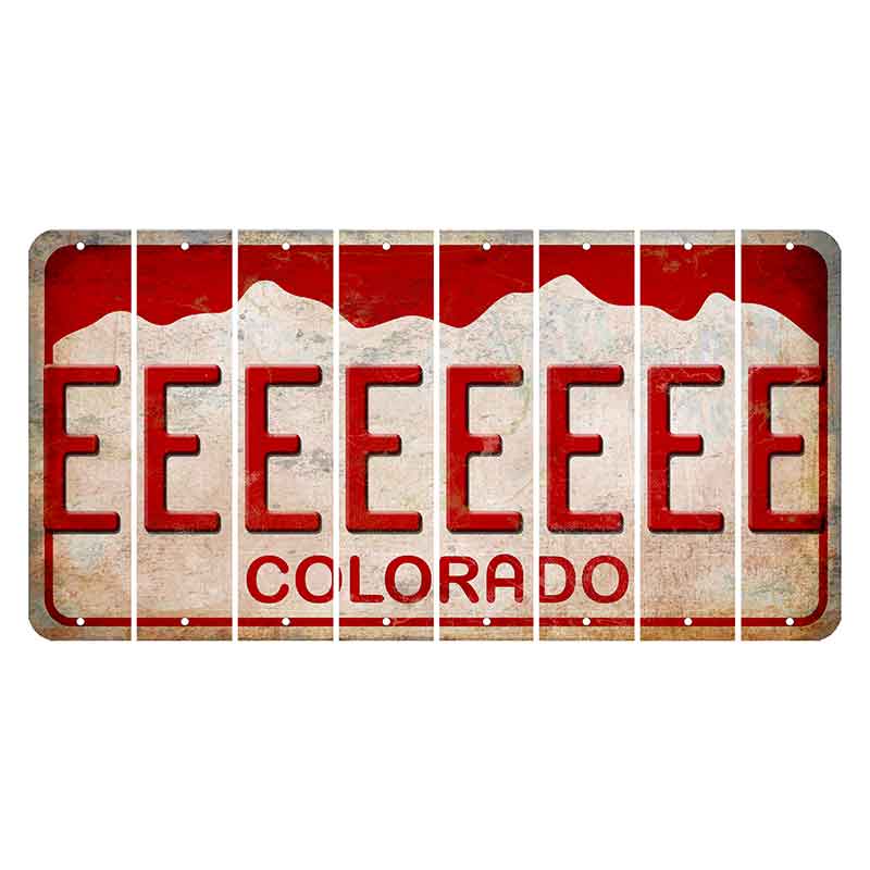 Colorado White|Red Mountains Cut License Plate Strips (Set of 8)