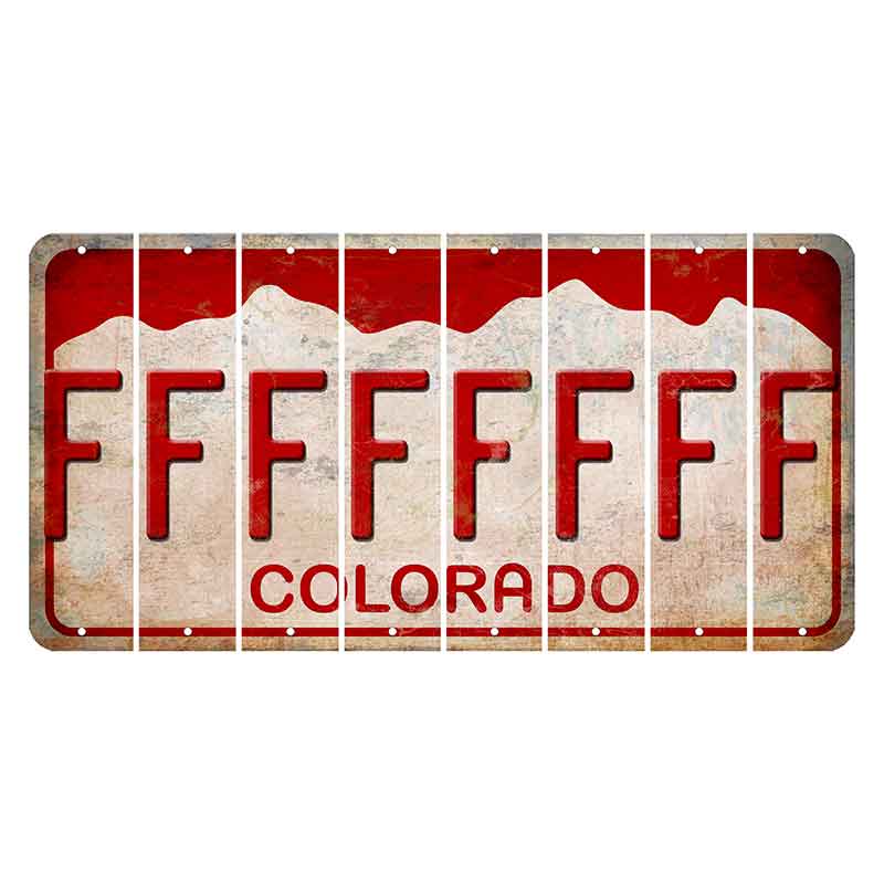 Colorado White|Red Mountains Cut License Plate Strips (Set of 8)