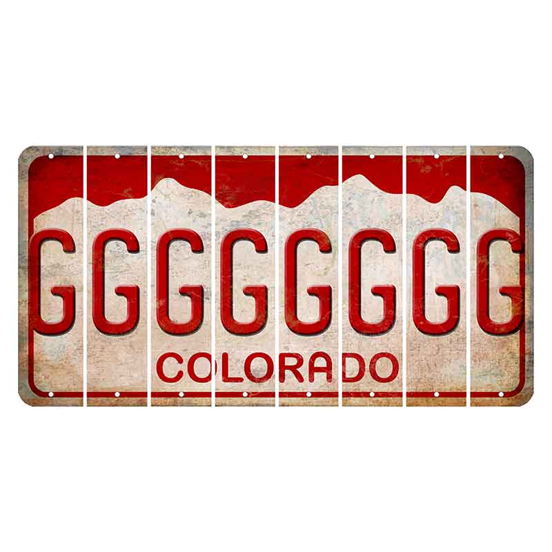 Colorado White|Red Mountains Cut License Plate Strips (Set of 8)