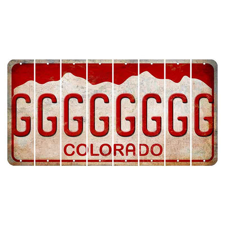 Colorado White|Red Mountains Cut License Plate Strips (Set of 8)