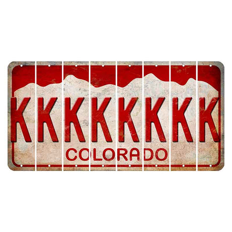 Colorado White|Red Mountains Cut License Plate Strips (Set of 8)