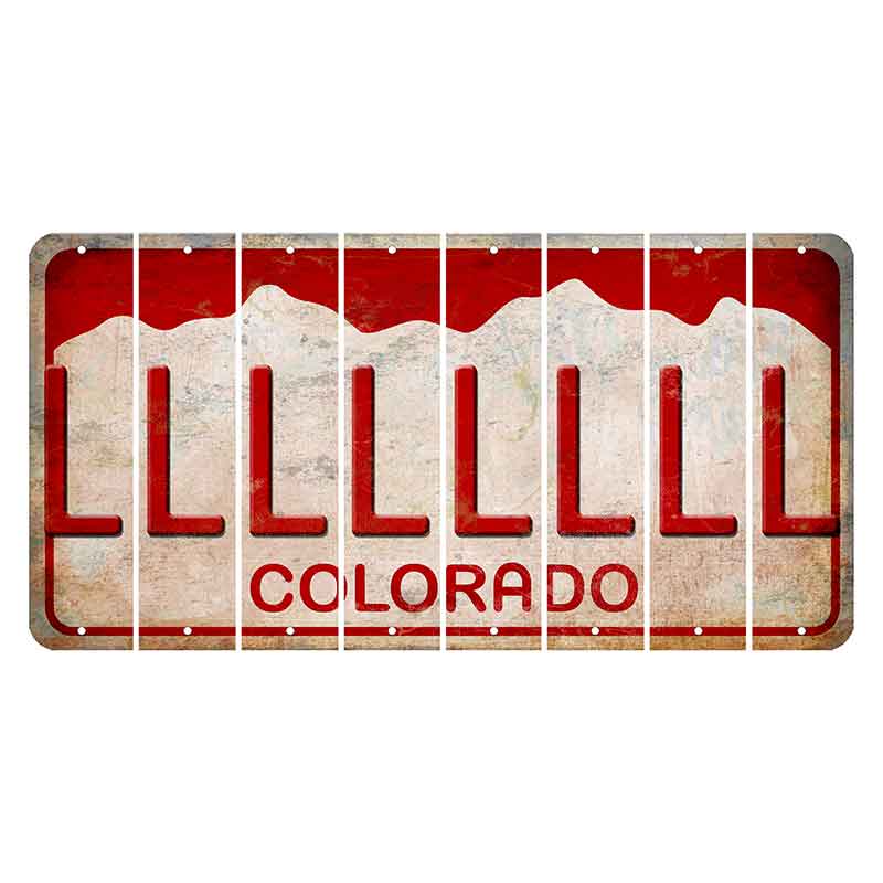 Colorado White|Red Mountains Cut License Plate Strips (Set of 8)