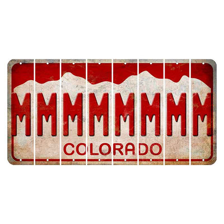 Colorado White|Red Mountains Cut License Plate Strips (Set of 8)