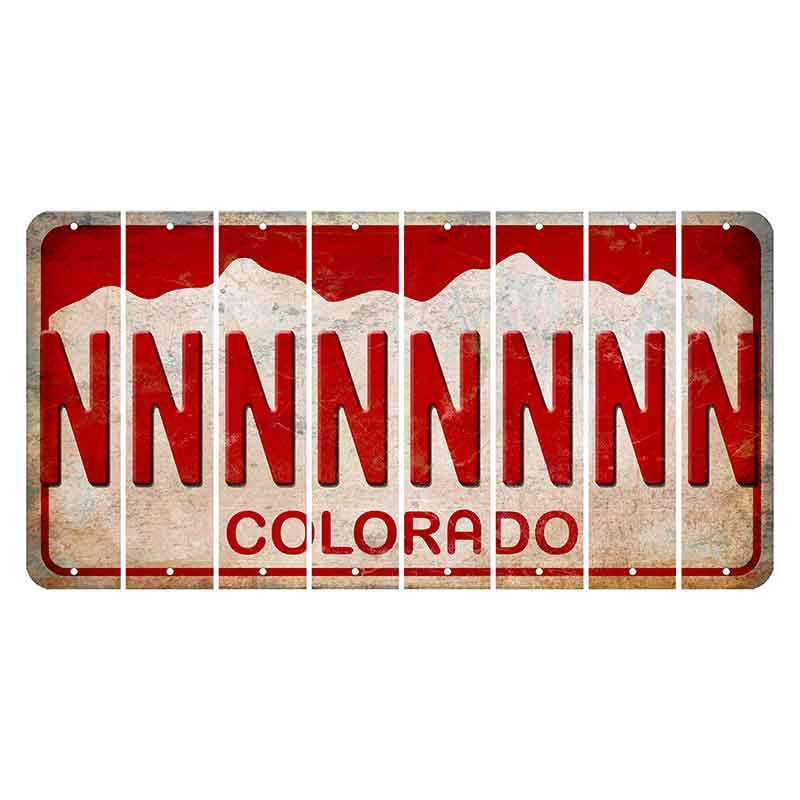 Colorado White|Red Mountains Cut License Plate Strips (Set of 8) N