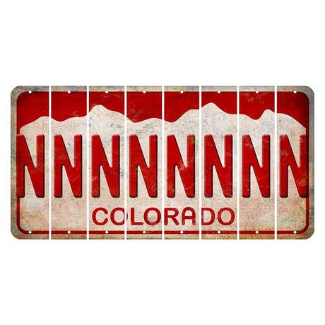 Colorado White|Red Mountains Cut License Plate Strips (Set of 8)