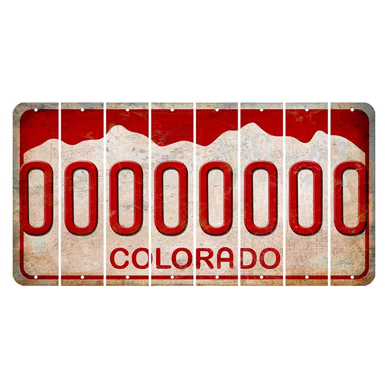 Colorado White|Red Mountains Cut License Plate Strips (Set of 8)