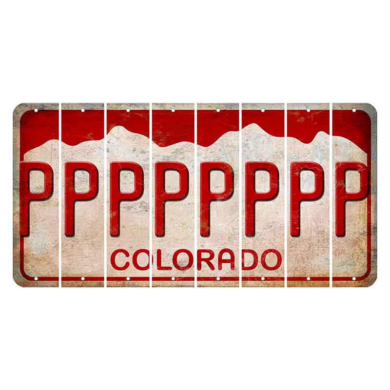 Colorado White|Red Mountains Cut License Plate Strips (Set of 8)