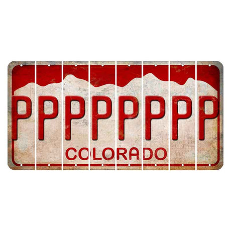 Colorado White|Red Mountains Cut License Plate Strips (Set of 8)