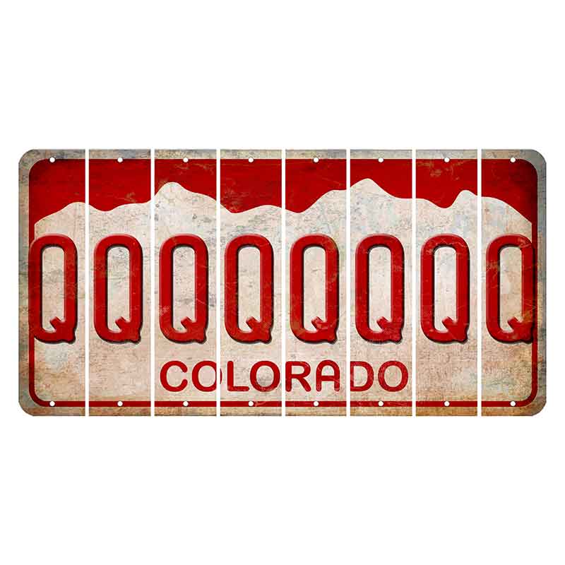 Colorado White|Red Mountains Cut License Plate Strips (Set of 8)