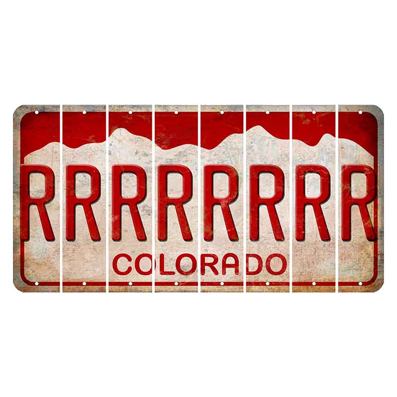 Colorado White|Red Mountains Cut License Plate Strips (Set of 8)