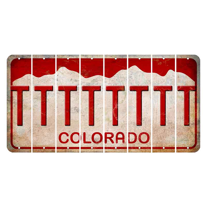 Colorado White|Red Mountains Cut License Plate Strips (Set of 8)