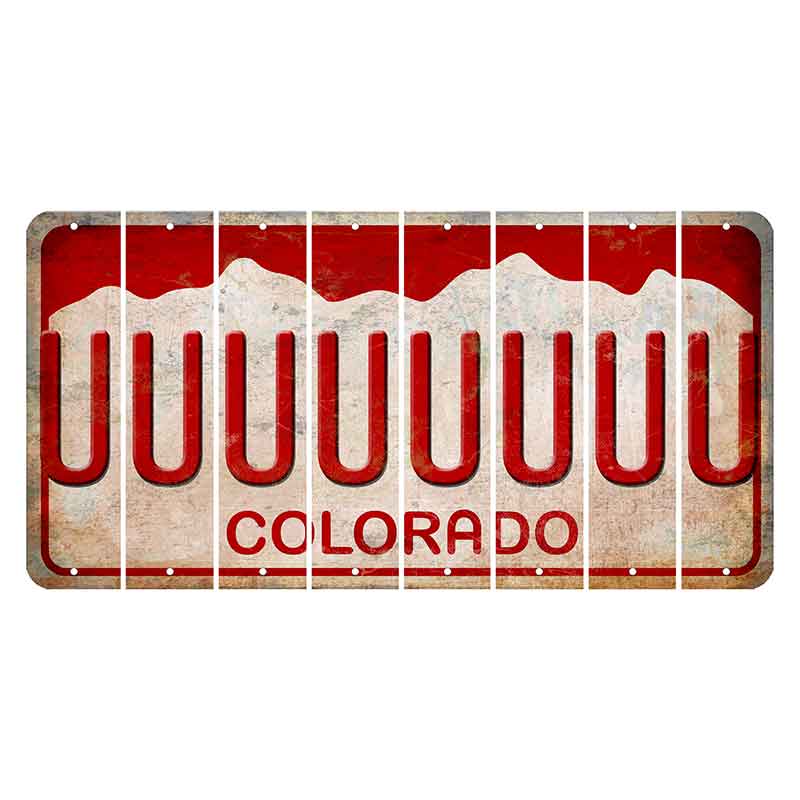 Colorado White|Red Mountains Cut License Plate Strips (Set of 8)