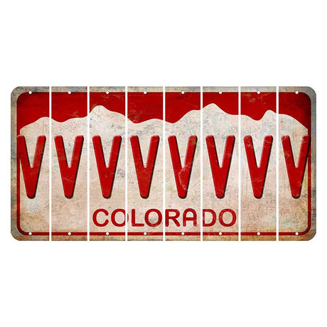 Colorado White|Red Mountains Cut License Plate Strips (Set of 8)