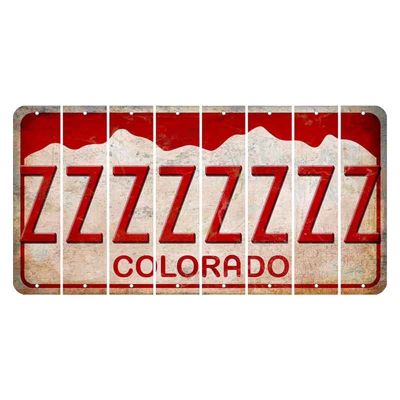 Colorado White|Red Mountains Cut License Plate Strips (Set of 8)