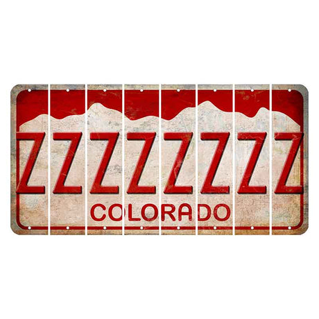 Colorado White|Red Mountains Cut License Plate Strips (Set of 8)