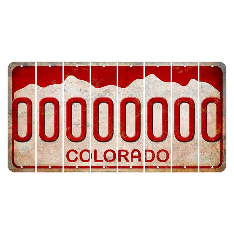 Colorado White|Red Mountains Cut License Plate Strips (Set of 8) 0