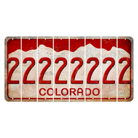 Colorado White|Red Mountains Cut License Plate Strips (Set of 8)