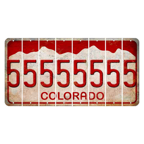 Colorado White|Red Mountains Cut License Plate Strips (Set of 8)