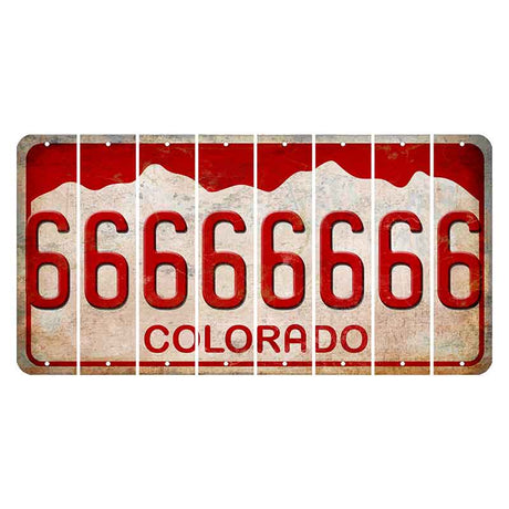 Colorado White|Red Mountains Cut License Plate Strips (Set of 8)