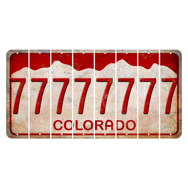 Colorado White|Red Mountains Cut License Plate Strips (Set of 8)