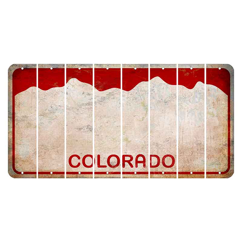 Colorado White|Red Mountains Cut License Plate Strips (Set of 8)