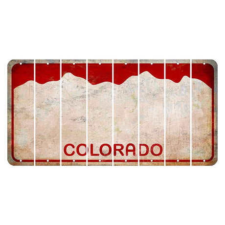 Colorado White|Red Mountains Cut License Plate Strips (Set of 8)