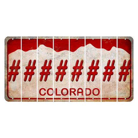 Colorado White|Red Mountains Cut License Plate Strips (Set of 8)