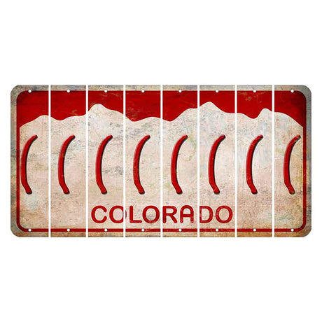 Colorado White|Red Mountains Cut License Plate Strips (Set of 8)