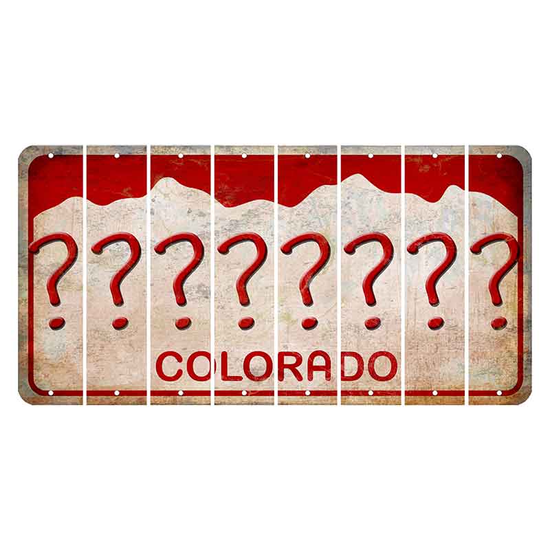 Colorado White|Red Mountains Cut License Plate Strips (Set of 8)