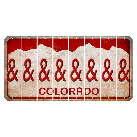 Colorado White|Red Mountains Cut License Plate Strips (Set of 8)